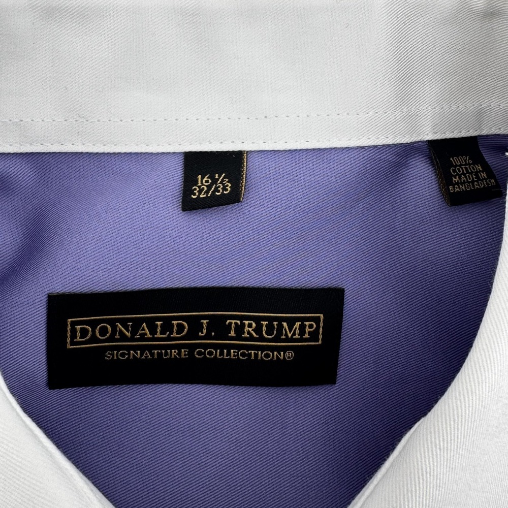 Donald J. Trump Dress Shirt Mens 16.5 32-33 Purple Dune Contrast Collar Twill - Picture 6 of 7